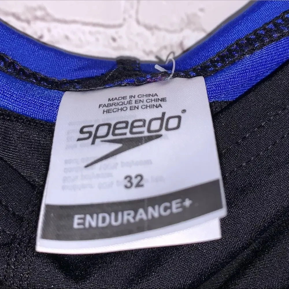Speedo Endurance Jammer‎ Swim Shorts Size 32 NWT Black Blue Competitive Swimwear